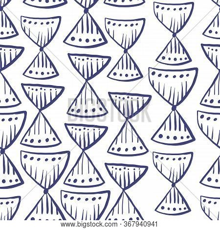 Seamless Vector Indigo Blue Stylish Repeat Abstract Pattern. Doodle Drawing Pattern.