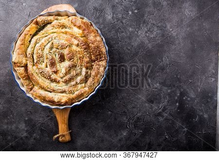 Homemade Greek Spanakopita Pie With Organic Spinach