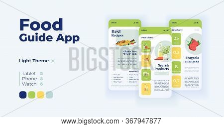 Food Choice App Cartoon Smartphone Interface Vector Templates Set. Mobile App Screen Page Day Mode D