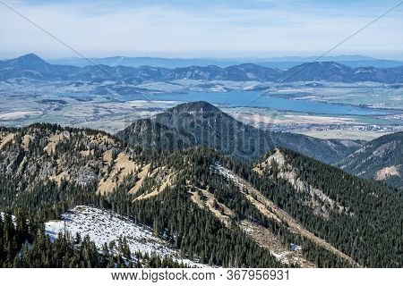 Liptovska Mara Dam From Krakova Hola Peak, Low Tatras Mountains, Slovak Republic. Hiking Theme. Seas
