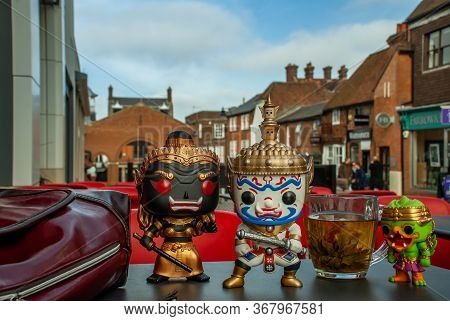 Bangkok, Thailand - Jan 13, 2019 : Ravana, Giantess And Hanuman Happy Traveller Visiting In England.