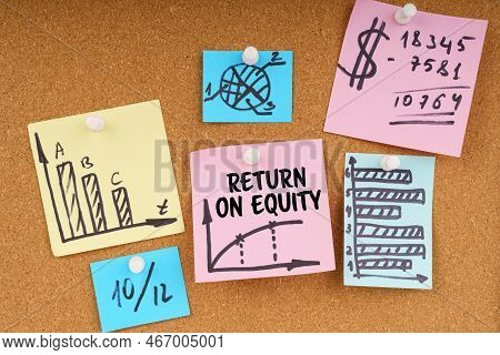 Business Concept. On The Board Are Stickers With Graphs And Diagrams And The Inscription - Return On