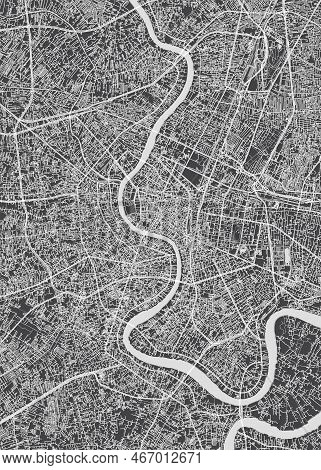 City Map Bangkok, Monochrome Detailed Plan, Vector Illustration