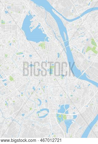 City Map Hanoi, Color Detailed Plan, Vector Illustration