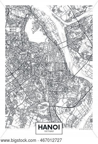 City Map Hanoi, Urban Planning Travel Vector Poster Design