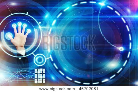 hand and shining digital interface