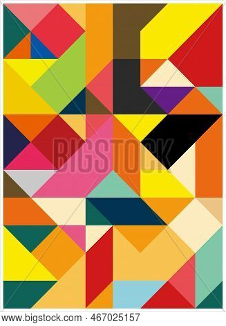 Background Design With Colorful Geometric Patterns In Portrait Orientation. Abstract Background Made