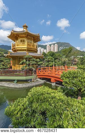 Pavilion In Chinese Temple - Chi Lin Nunnery In Hong Kong City