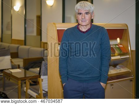 Madrid, Spain, 11,29,2022: Portrait Of The Spanish Writer And Journalist Juan Bonilla. Portrait In I