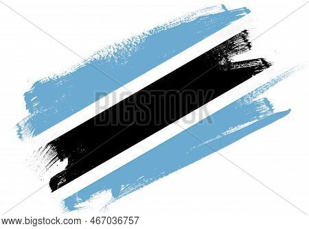 Abstract Paint Brush Textured Flag Of Botswana On White Background