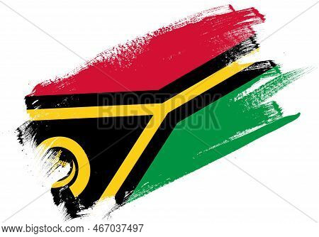 Abstract Paint Brush Textured Flag Of Vanuatu On White Background
