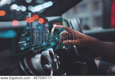 Graphic User Interface And A Futuristic Car (gui). Intelligent Vehicle Connected Vehicle The Interne