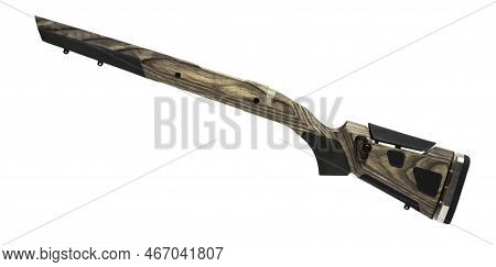 Wood Rifle Stock Without The Gun Isolated On A White Background