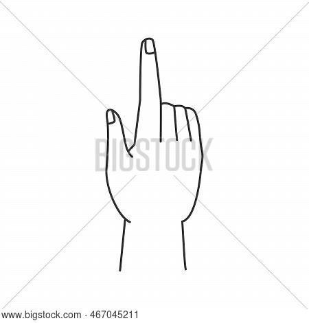 Hand Gesture With Forefinger Index Finger Pointing Up Or Showing Direction. Choose Or Directing Atte