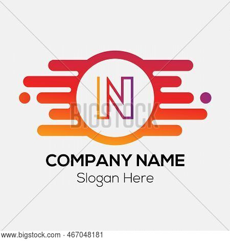 Fast Logo On Letter N Template. Fast Logo On N Letter, Initial Fast And Speed Sign Concept Template