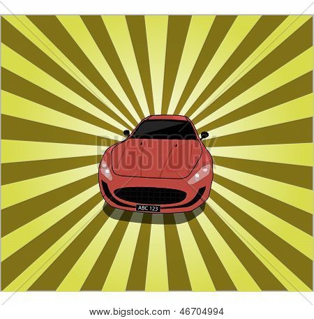 Auto sportive con sfondo di raggi