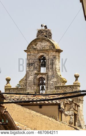 Storks On The Church Of Santa Maria In Maderuelo In The Segovia Province Castile Leon Spain