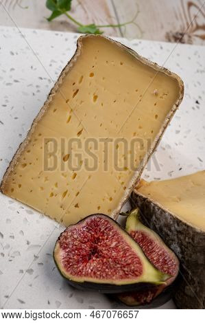 Pieces Of Cheese Tomme De Montagne Or Tomme De Savoie Made From Cow Milk In French Alps