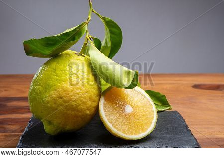 Lemon Citron Cedrate Or Citrus Medica, Large Fragrant Citrus Fruit With Thick Rind