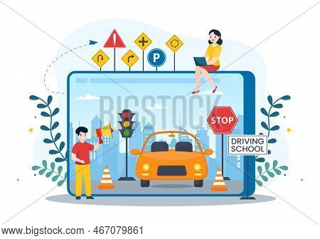 Driving School With Education Process Of Car Training And Learning To Drive To Get Drivers License I