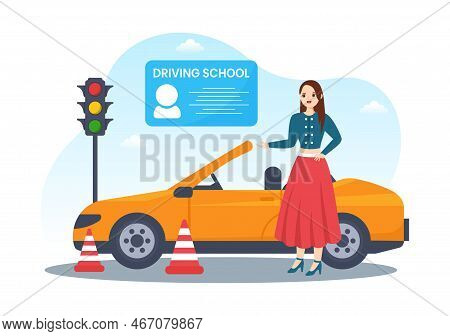 Driving School With Education Process Of Car Training And Learning To Drive To Get Drivers License I