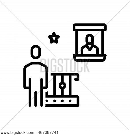 Black Line Icon For Appears Standing Star Photo Frame Faceless Appearance Mirror Same Take-a-from