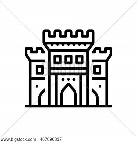 Black Line Icon For Andale Temple Andalous Cathedral-interior Mosque Muslim-place