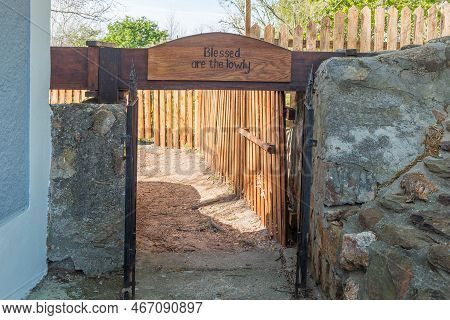 Elim, South Africa - Sep 21, 2022: Entrance Below The Water Furrow, Feeding The Water Wheel At The M