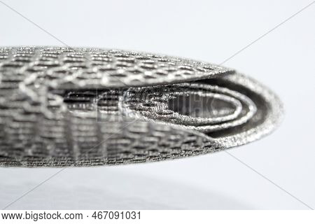 Models Printed On 3d Printer For Metal Macro. Object Surface Close-up. Layout Created On Metal 3d Pr