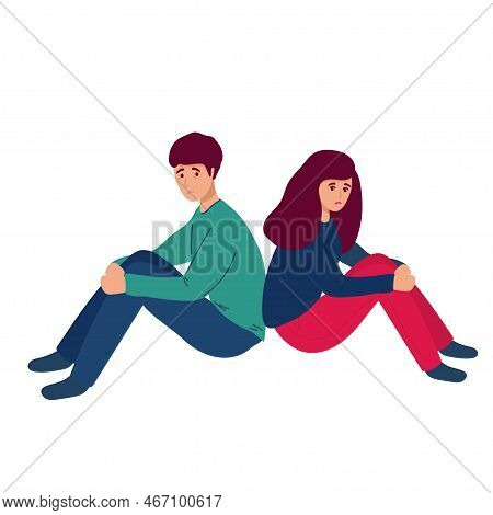 The Couple Is Quarreling. Husband And Wife Are In Conflict. Comics Caricature Pop Art Retro Vector I