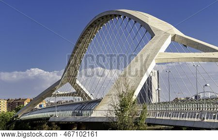 Third Millennium Bridge (puente Del Tercer Milenio). Modern Architecture In Zaragoza, Spain. Close U