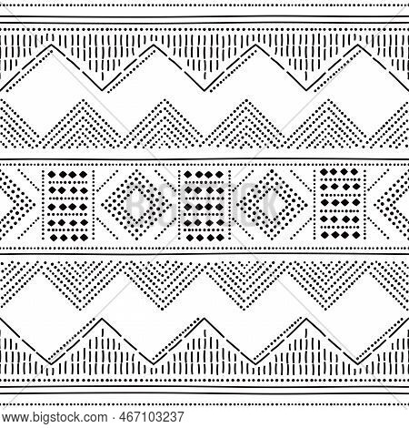 Bell Beaker Folk - Prehistoric Pottery Style Vector Seamless Pattern, Unique Design With Dots And Un