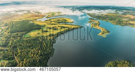 Lyepyel District, Lepel Lake, Beloozerny District, Vitebsk Region. Aerial View Of Residential Area W