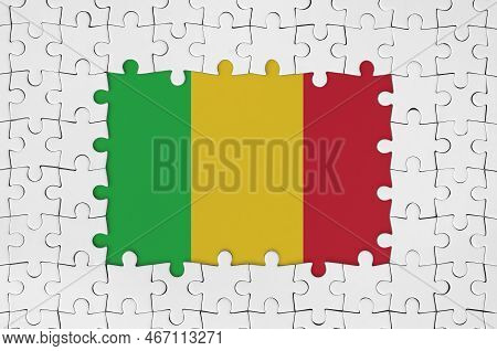 Mali Flag In Frame Of White Puzzle Pieces With Missing Central Parts