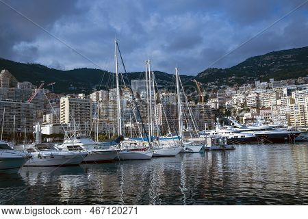 Monaco / Francia - December 10, 2022: Montecarlo Town View, Montecarlo, Monaco, France, Europe