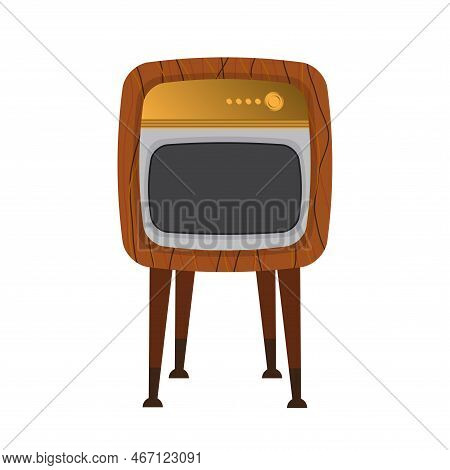 Vector Abstract Flat Stock Modern Graphic Illustration Of Old Retro Vintage Wooden Televisions Tv On