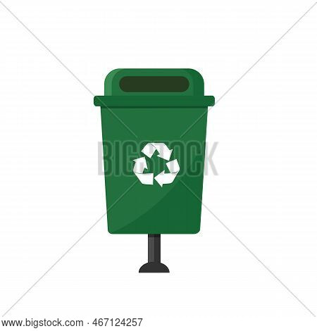 Outdoor Waste Bin Isolated On White Background. Sidewalk Trash Can. Vector Stock