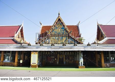 Ancient Building Church Or Antique Ubosot Of Wat Rai Khing Temple For Thai People Travel Visit Respe