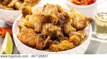 Crackling Bowl, Brazilian Appetizer Made By Frying Bacon, Leather Or Meat And Lots Of Fat