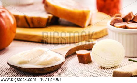 Spoon Of Pork Fat, Lard Used As A Culinary Ingredient In Brazil, Pork Meat