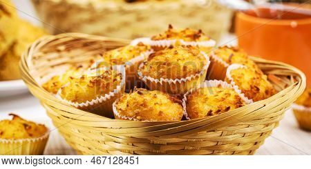 Queijadinha Or Queijada, Homemade Sweet Baked From Bakery And Traditional Confectionery From Brazil 