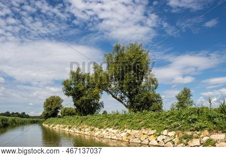 Canal Built Between Morava Part Of Czech And Slovakia By Bata. Beautiful Greenery Lining The Route, 