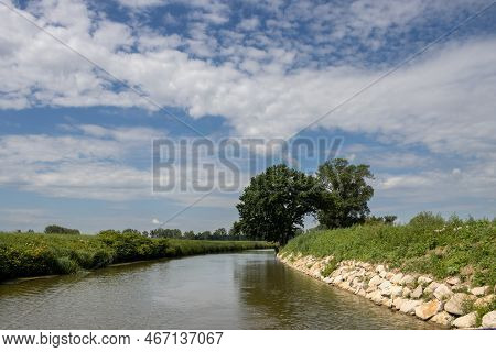 Canal Built Between Morava Part Of Czech And Slovakia By Bata. Beautiful Greenery Lining The Route, 