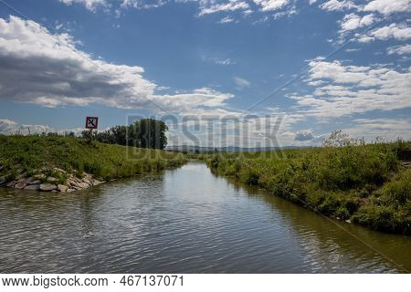 Canal Built Between Morava Part Of Czech And Slovakia By Bata. Beautiful Greenery Lining The Route, 