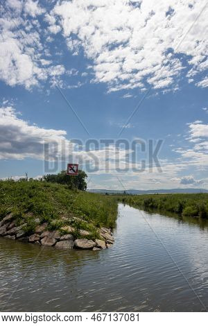 Canal Built Between Morava Part Of Czech And Slovakia By Bata. Beautiful Greenery Lining The Route, 