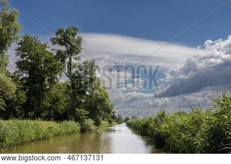 Canal Built Between Morava Part Of Czech And Slovakia By Bata. Beautiful Greenery Lining The Route, 