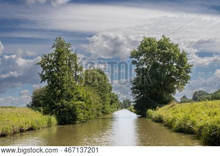 Canal Built Between Morava Part Of Czech And Slovakia By Bata. Beautiful Greenery Lining The Route, 