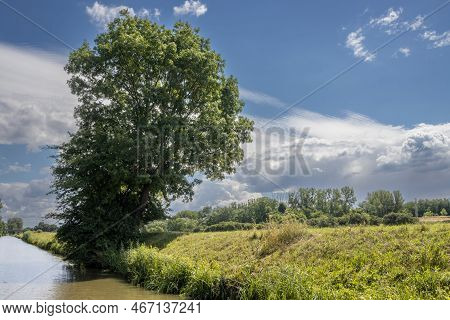 Canal Built Between Morava Part Of Czech And Slovakia By Bata. Beautiful Greenery Lining The Route, 