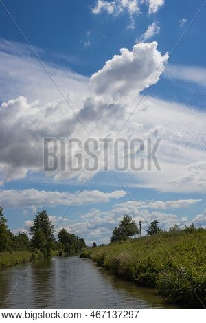 Canal Built Between Morava Part Of Czech And Slovakia By Bata. Beautiful Greenery Lining The Route, 