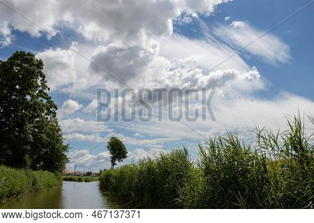 Canal Built Between Morava Part Of Czech And Slovakia By Bata. Beautiful Greenery Lining The Route, 